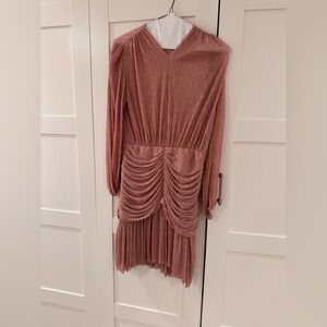 Maje Draped Lame Metallic Dress